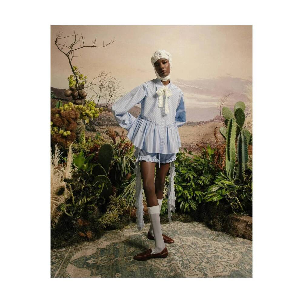 NEW KIKA VARGAS ambika shirt in blue stripe